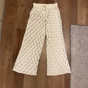 White Lace Wide-Leg Pants